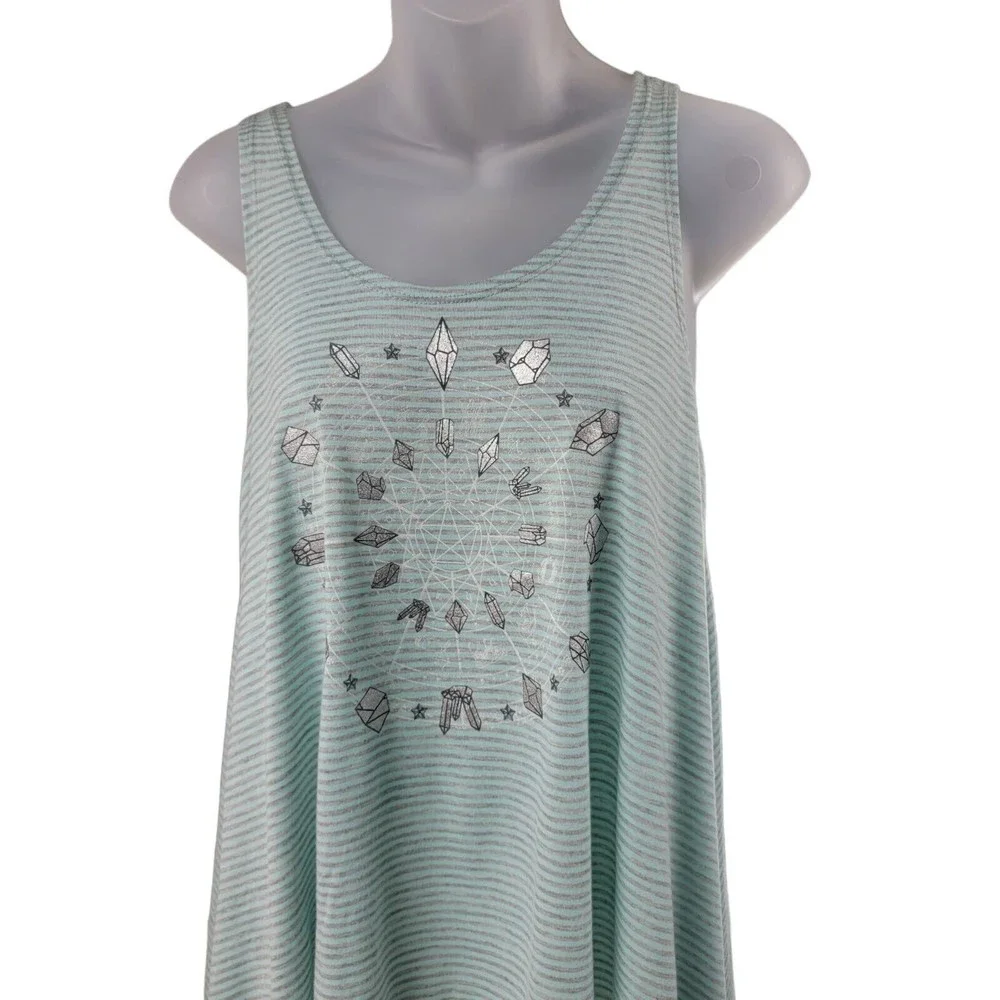 Tunic Tank Top Shirt Junior M Sz 7-9 Zodiac Healing Crystals Sleeveless Striped - Picture 3 of 16